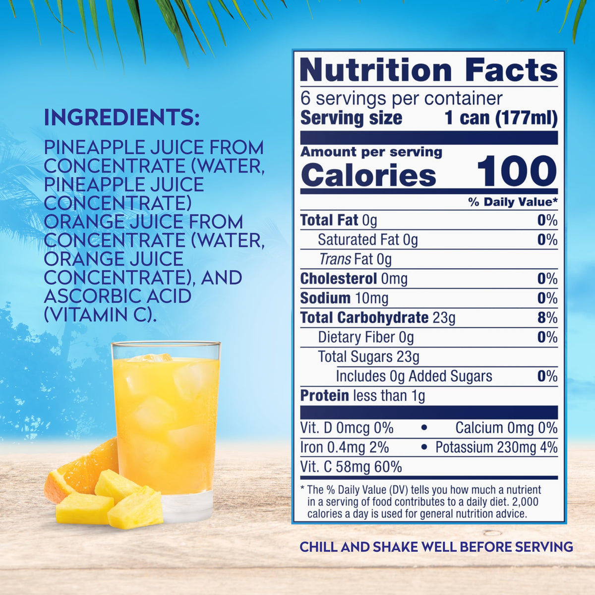 Dole Pineapple Orange Juice pours into a glass, showcasing tropical flavors.
