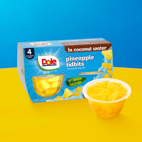 Dole Pineapple Tidbits snack in a lunchbox for a tropical lift