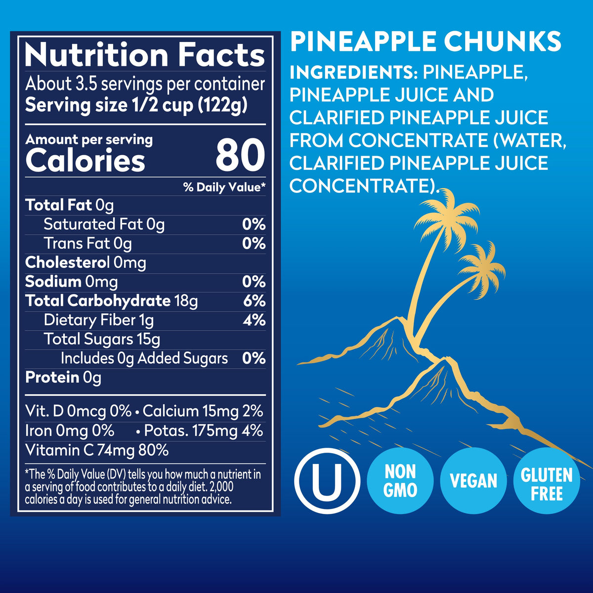 Dole Tropical Gold pineapple chunks added to a smoothie as a bright ingredient.