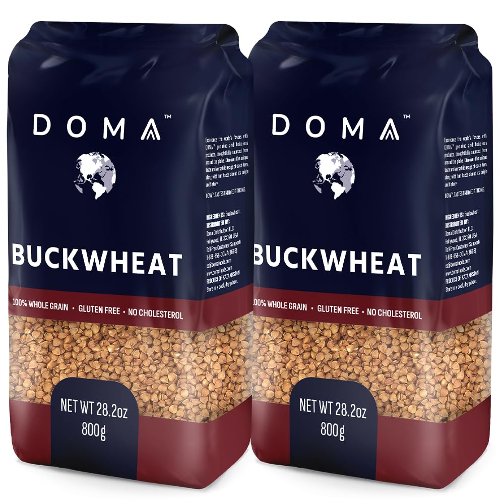 DOMA hulled toasted buckwheat groats packaging ready for pantry storage.