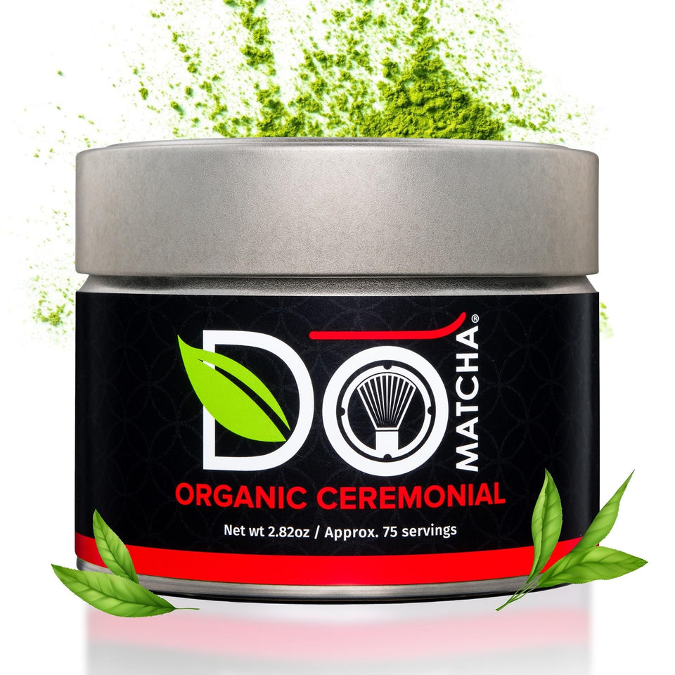 DoMatcha ceremonial green tea powder in a jar, antioxidant-rich ritual for everyday energy.