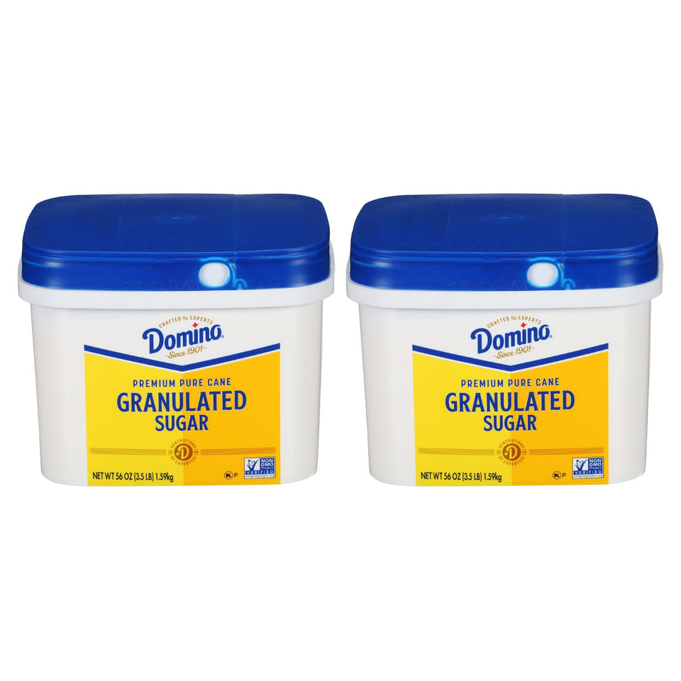 Domino Easy Baking Tub 3.5 lb with wide opening, ready for scooping.