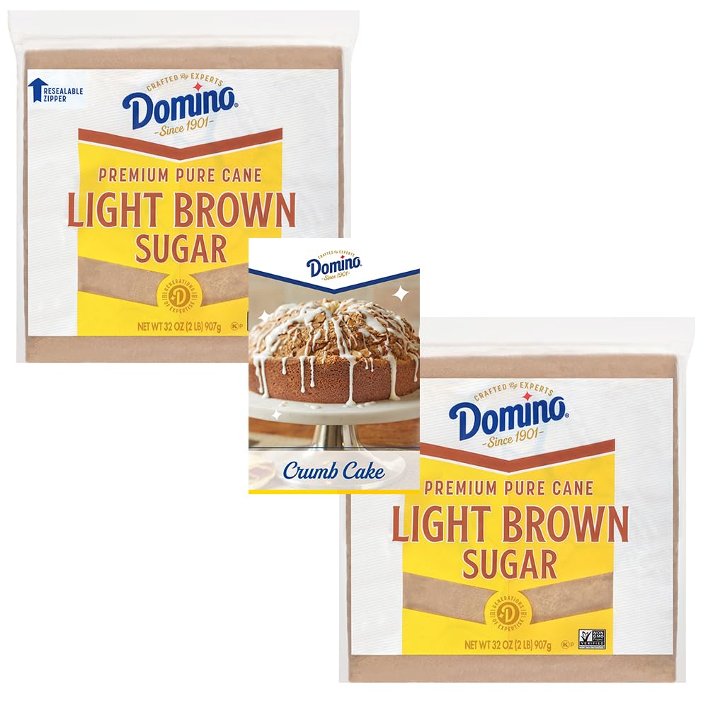 Domino Light Brown Sugar bag and label, showcasing convenient 2 lb packaging for baking.