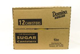 Domino sugar canister with lid closed preserving freshness in pantry
