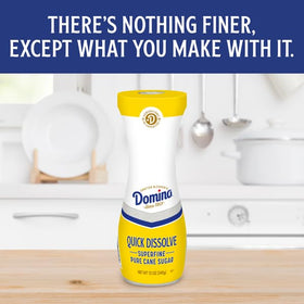 Domino Quick Dissolve packaging uses recyclable materials for eco-conscious kitchens.