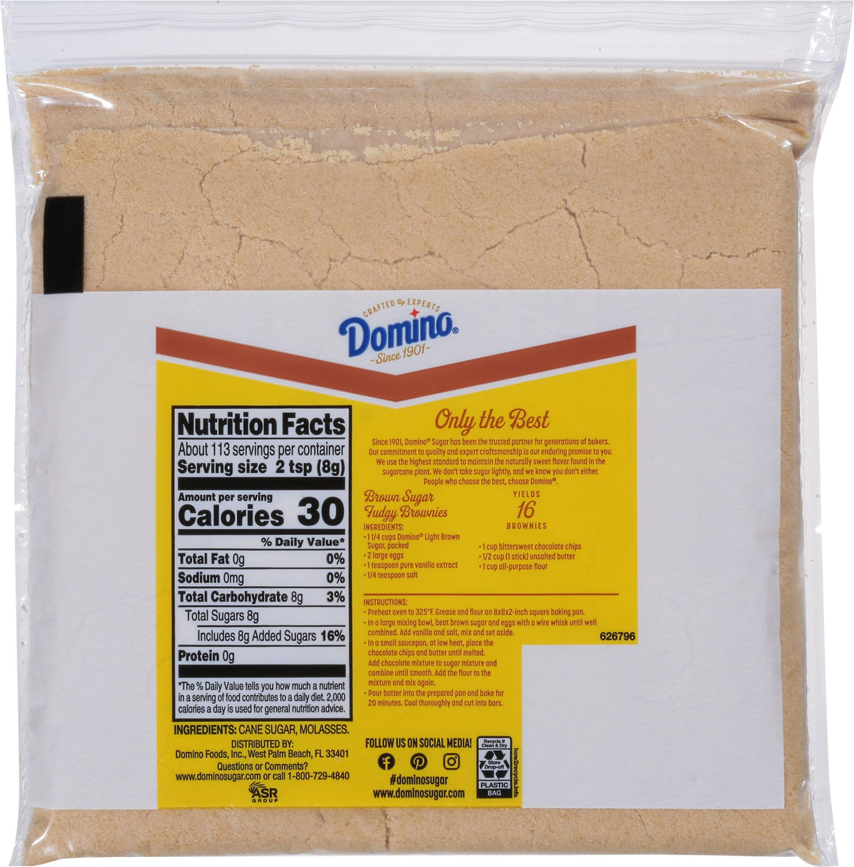 Domino recipe card included beside Brown Sugar for quick baking ideas.