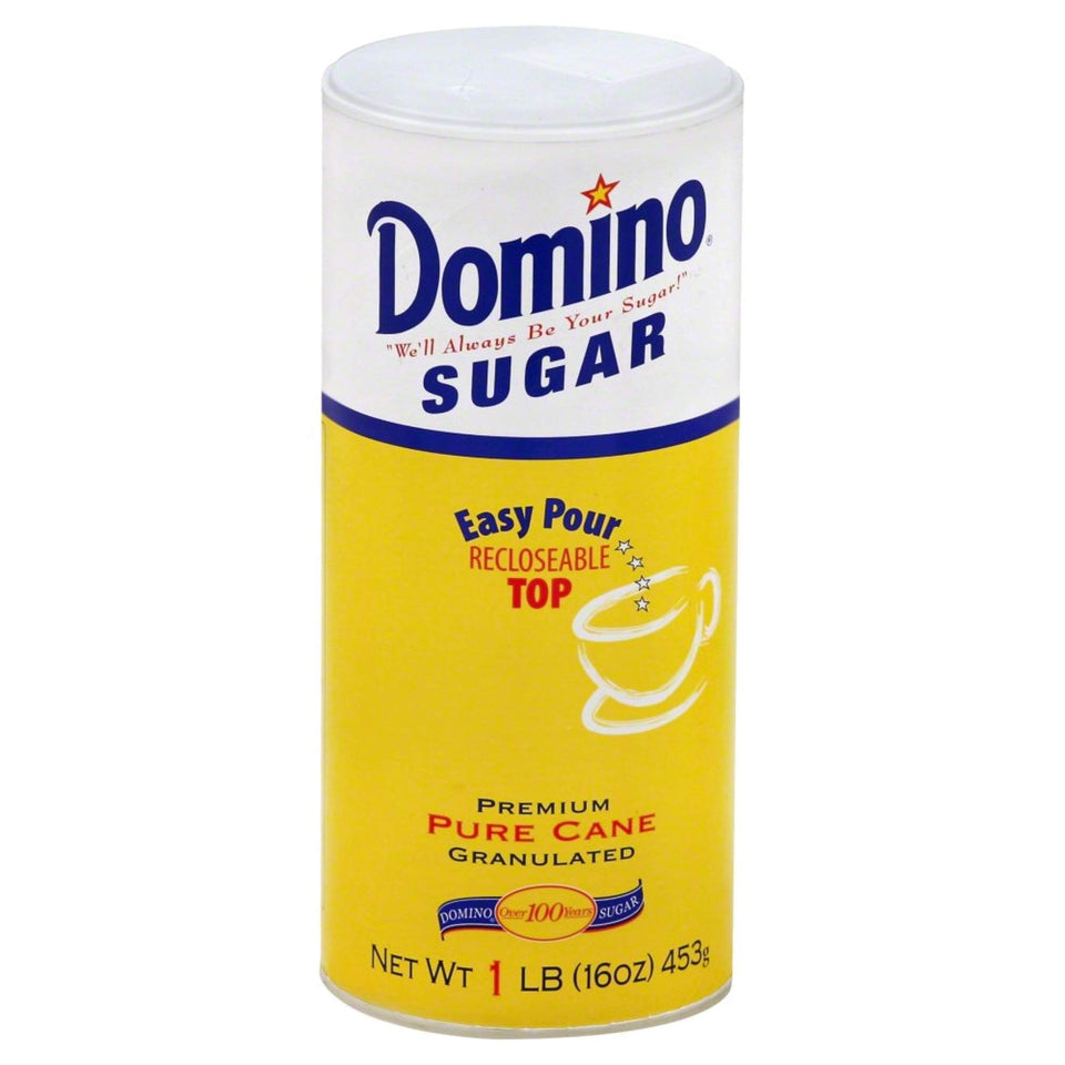 Domino sugar canister pour demonstrates smooth flow for beverages and baking