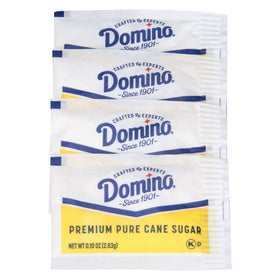 Domino sugar packets dissolve quickly in hot beverages.