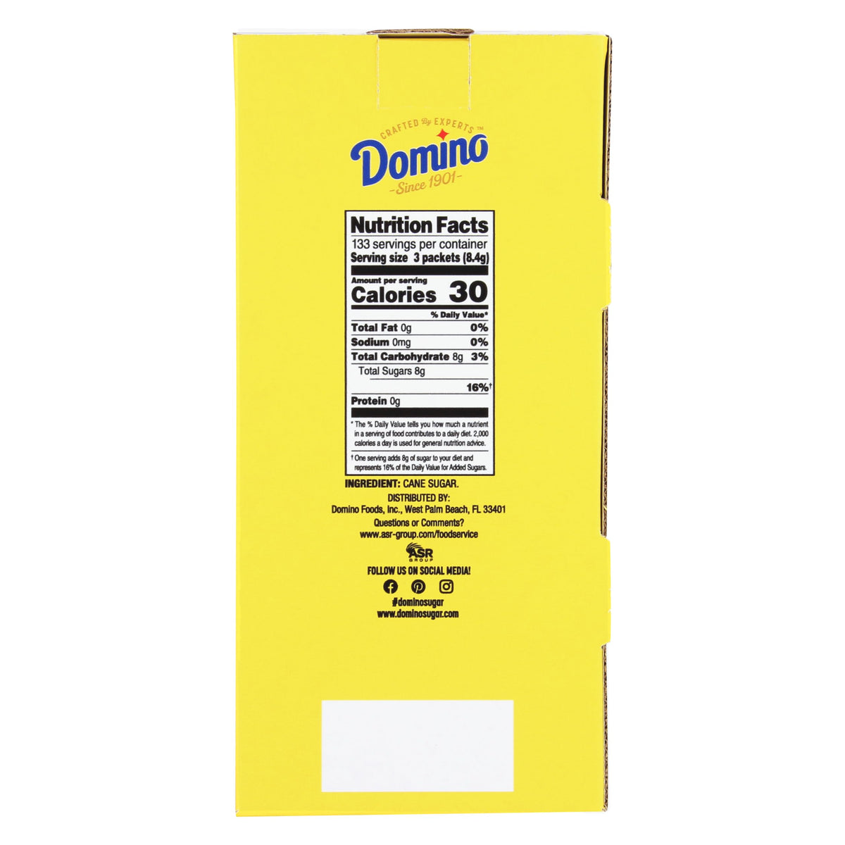 Domino hotel-lobby service sugar packets for fast guest service.