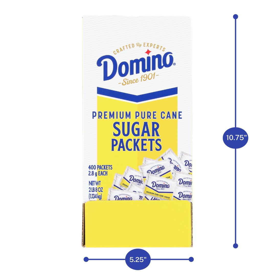 Domino sanitary-dispense-area sugar packets keep the area organized.