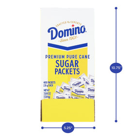 Domino sanitary-dispense-area sugar packets keep the area organized.