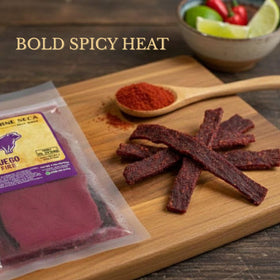 Don Beto's Carne Seca Fuego jerky in a resealable Texas-made package.