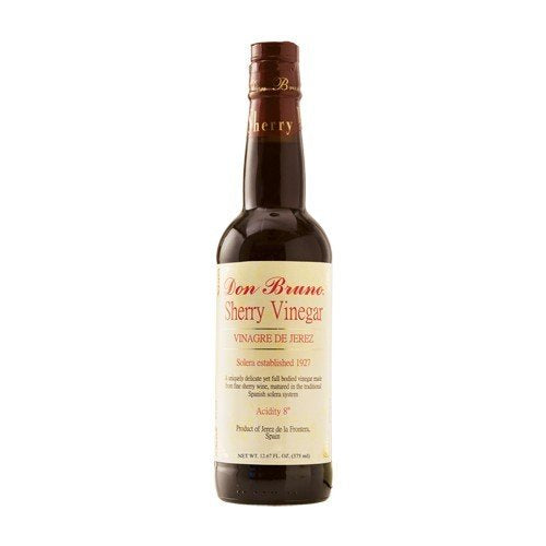 Don Bruno Sherry Vinegar D.O.P. bottle pack of 2, ideal for dressings and marinades.