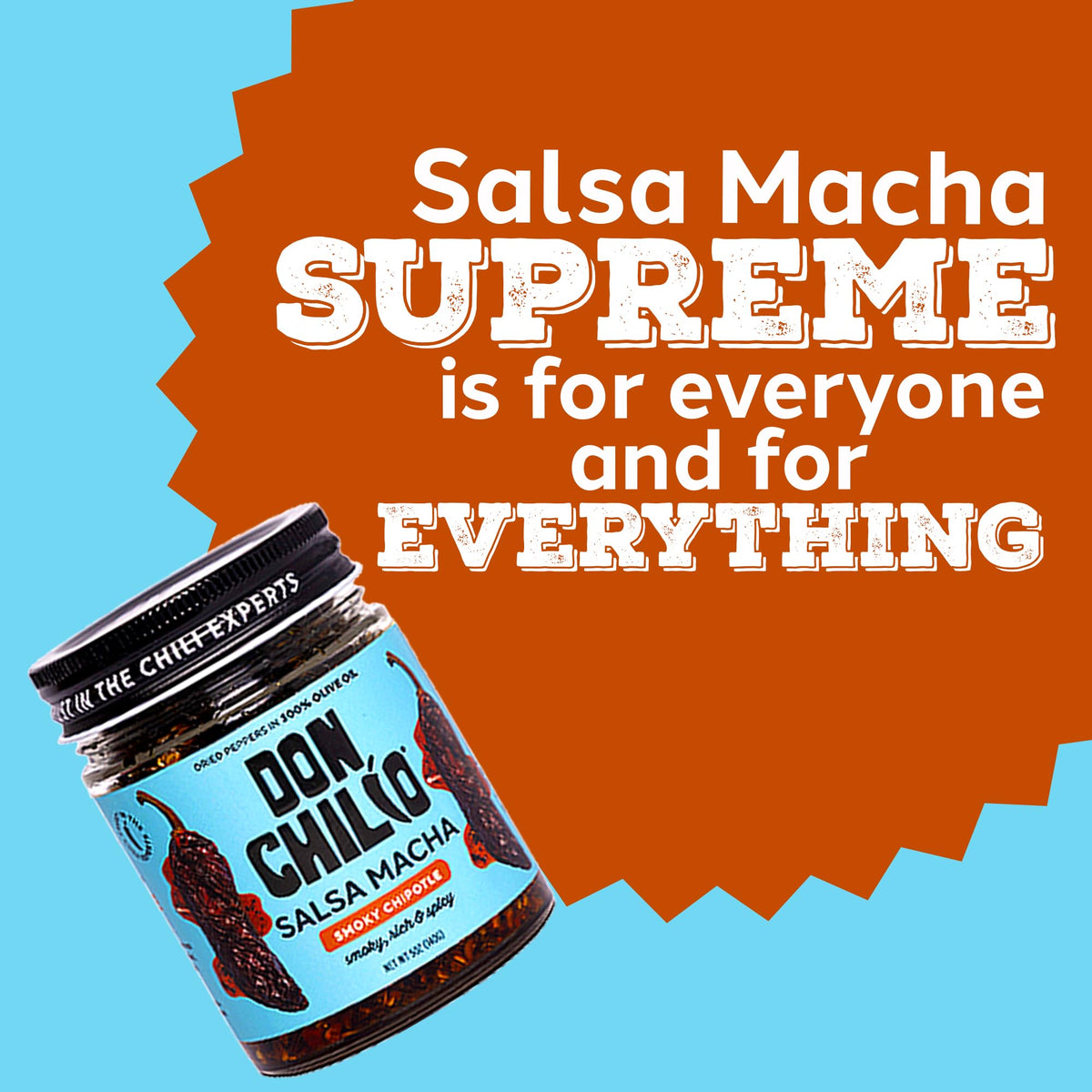 Don Chilio Smoky Salsa Macha on sushi plate for a bold accent