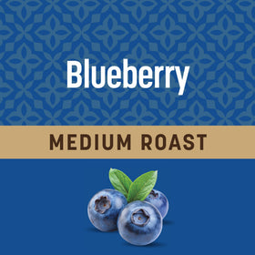 Don Francisco's Blueberry Ground Coffee brewed cup with steam and aroma