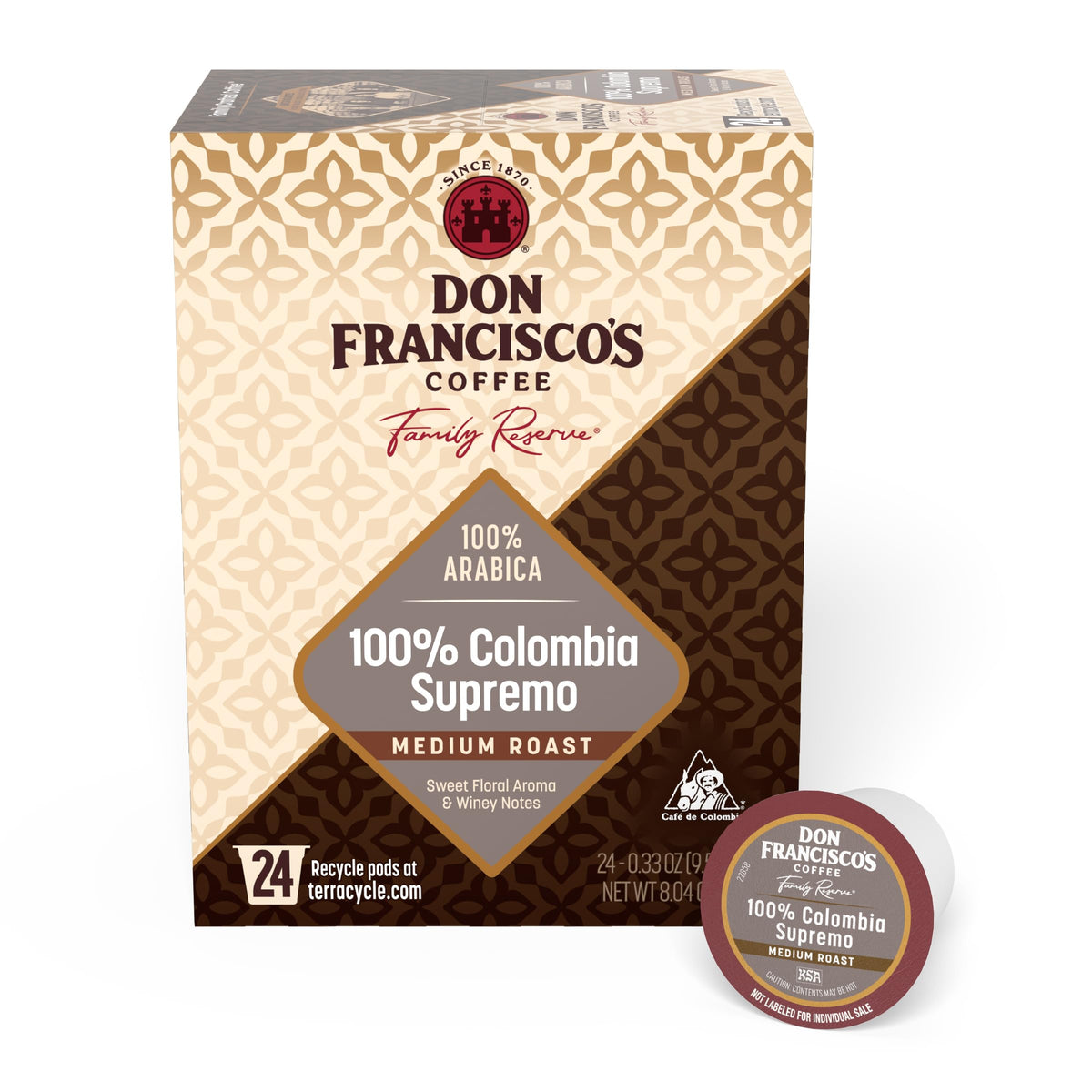 Don Francisco's Colombia Supremo pods pack offers a convenient 24-count option for quick mornings