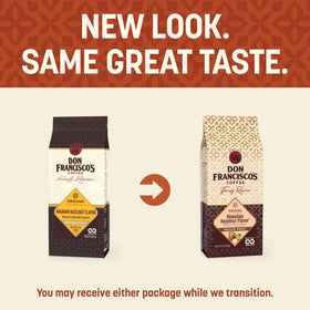 Don Francisco's Hawaiian Hazelnut Ground Coffee nitrogen valve on bag for freshness.