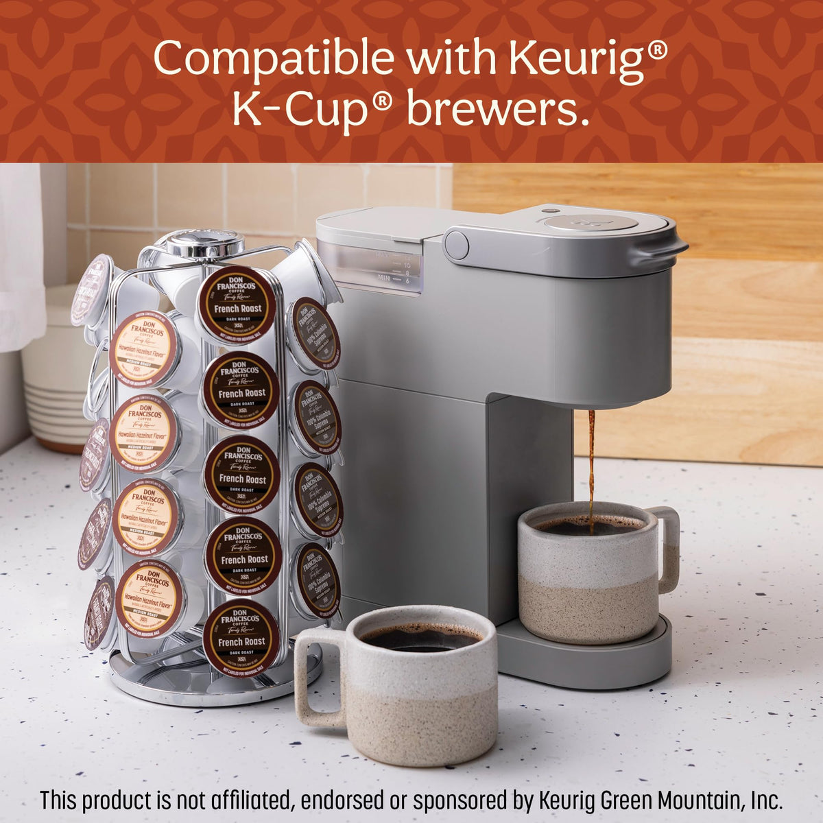 Keurig-compatible pods image—easy, fast brewing at home or work.