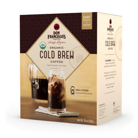 Don Francisco's Organic Cold Brew Pitcher Packs ready to brew four pitchers.