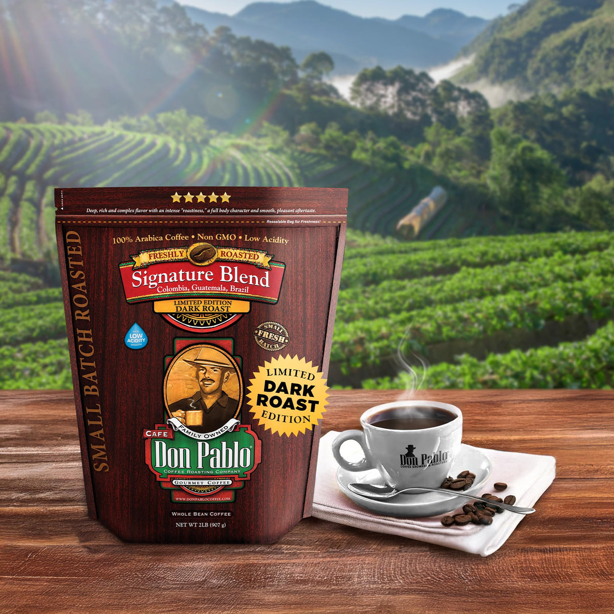 Don Pablo Signature Blend bag closeup with reseal feature to maintain freshness