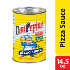 Closeup of Don Pepino pizza sauce jar highlighting rich texture