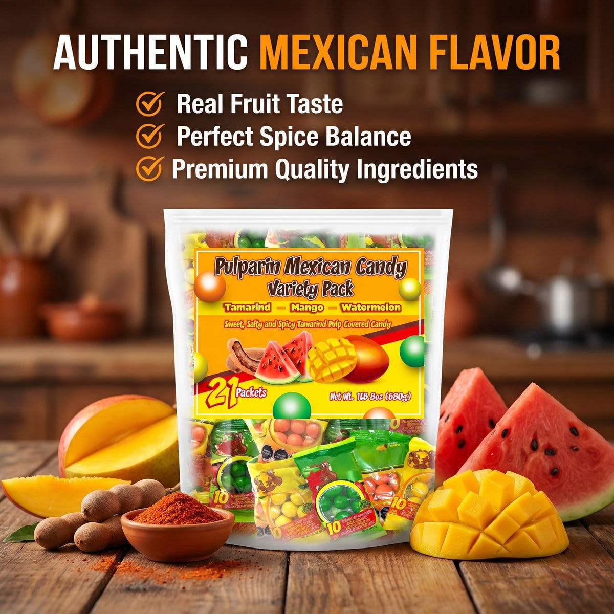 DON TURINOS Tamarindo Dots spicy flavor close-up for bold, zesty snacking.