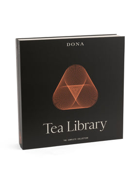 Dona Tea Library elegant case showcasing 18 blends for easy selection.