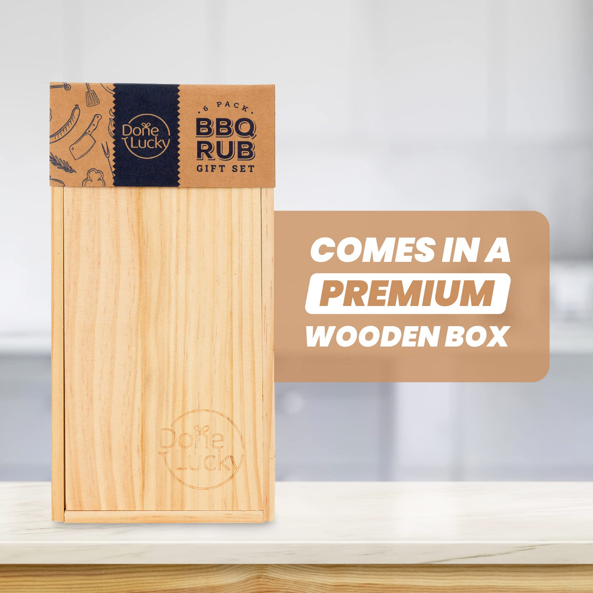 Done Lucky Memphis Rub bottle offering smoky, tangy profile for ribs and beef