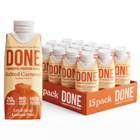 DONE Salted Caramel bottle showing convenient ready-to-drink protein