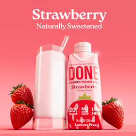 DONE strawberry gluten-free lactose-free protein drink formula for sensitive diets