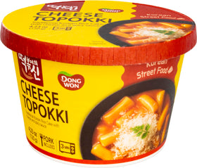 DONG WON hot cheese topokki cup front view for quick, flavorful meals