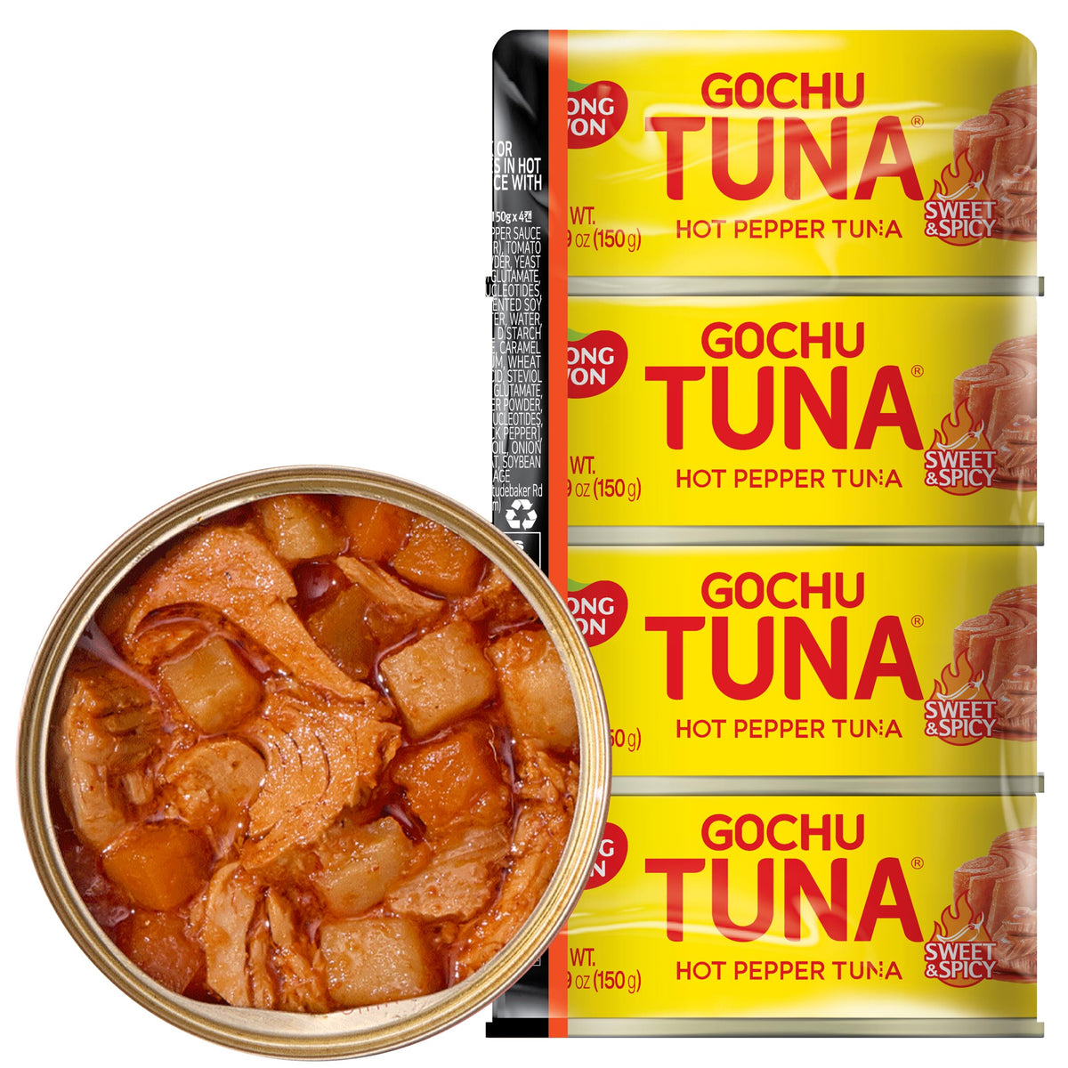 Dongwon Spicy Korean Tuna with pull-tab lid for ready-to-eat convenience.