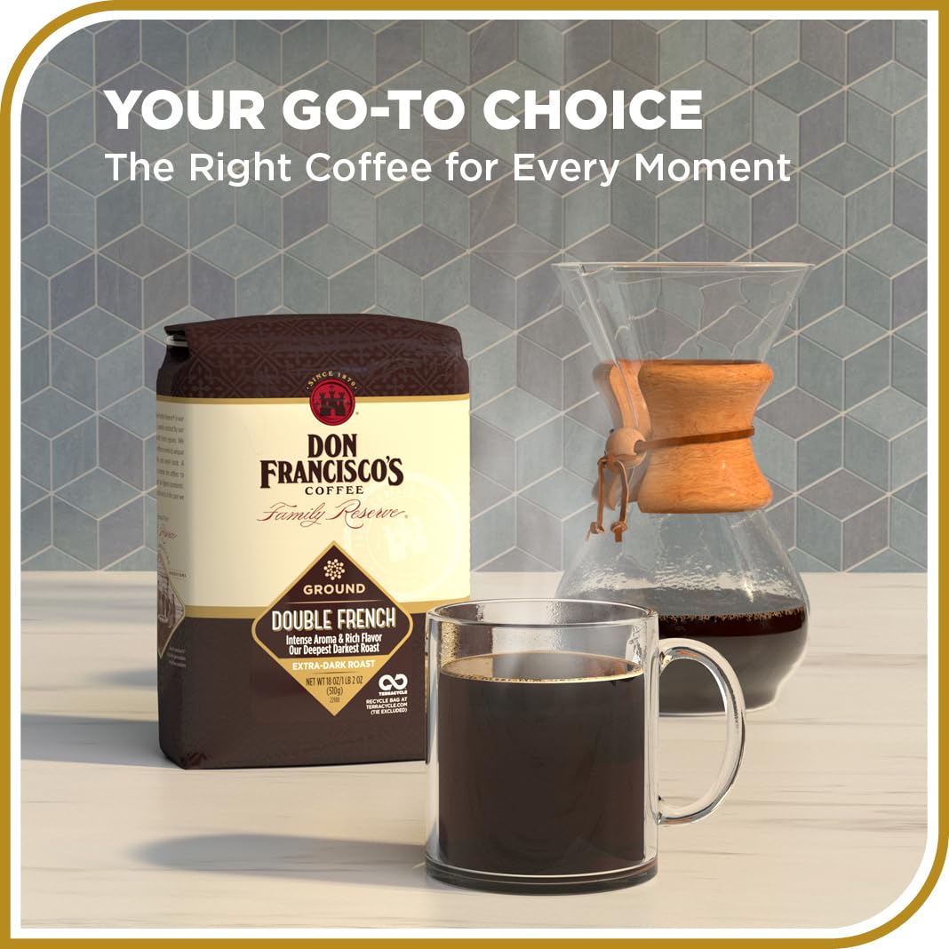 Don Francisco's Double French Deep Roast releases intense aroma and bold flavor.