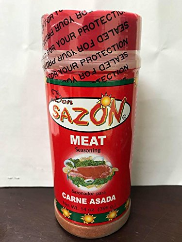 Don Sazon Carne Asada Seasoning jar front view for bold beef flavor.