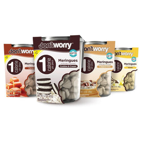 Dont Worry Meringue Cookies caramel front view—light, low-calorie snacking option.