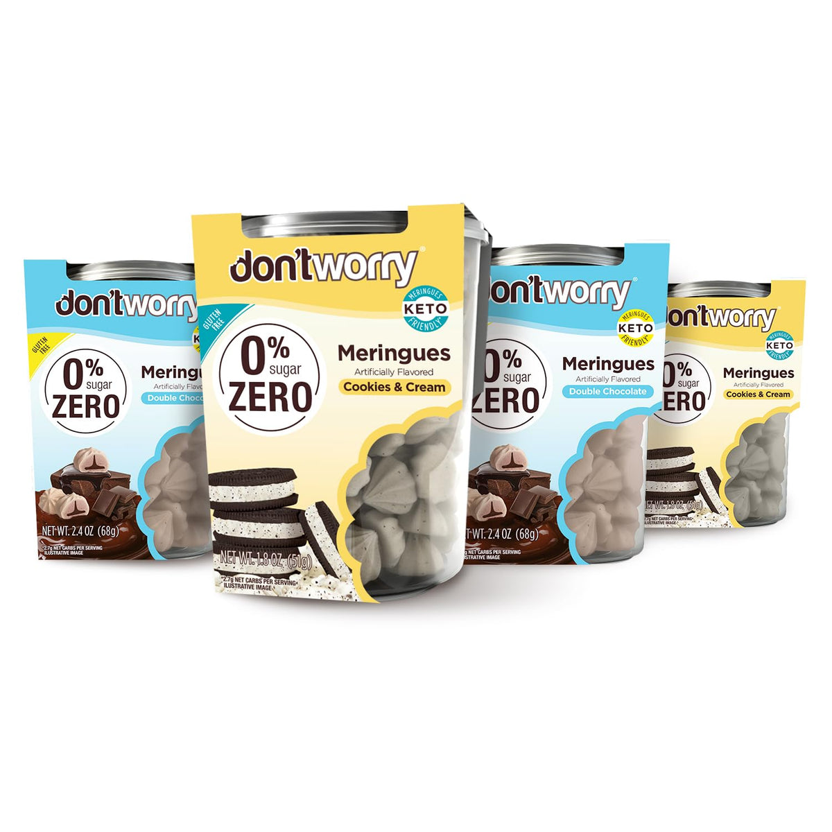Don't Worry Meringue Cookies Cookies Cream Bite, gluten-free with sugar-free indulgence.
