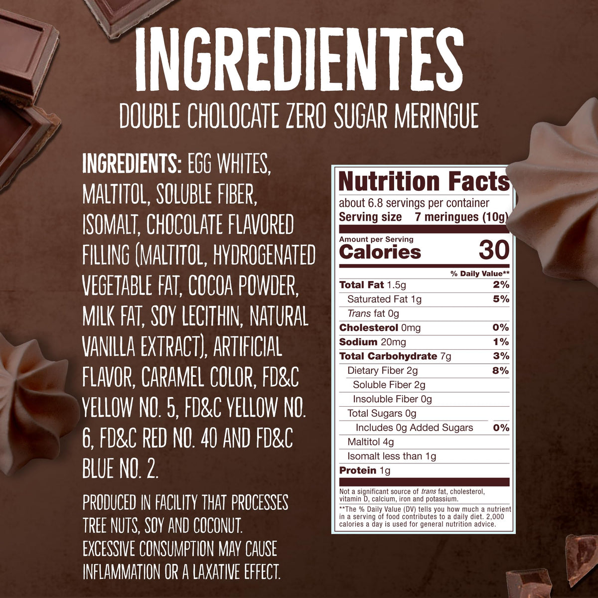 Don't Worry Meringue Cookies Double Chocolate Crisp, low-carb dessert option.
