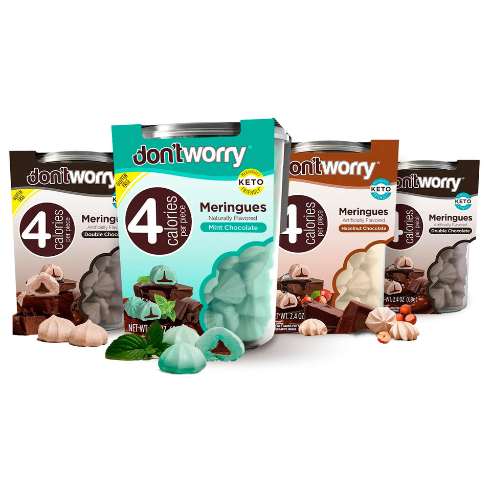 Don't Worry meringue double chocolate cookies offer a light, satisfying bite with low calorie appeal.
