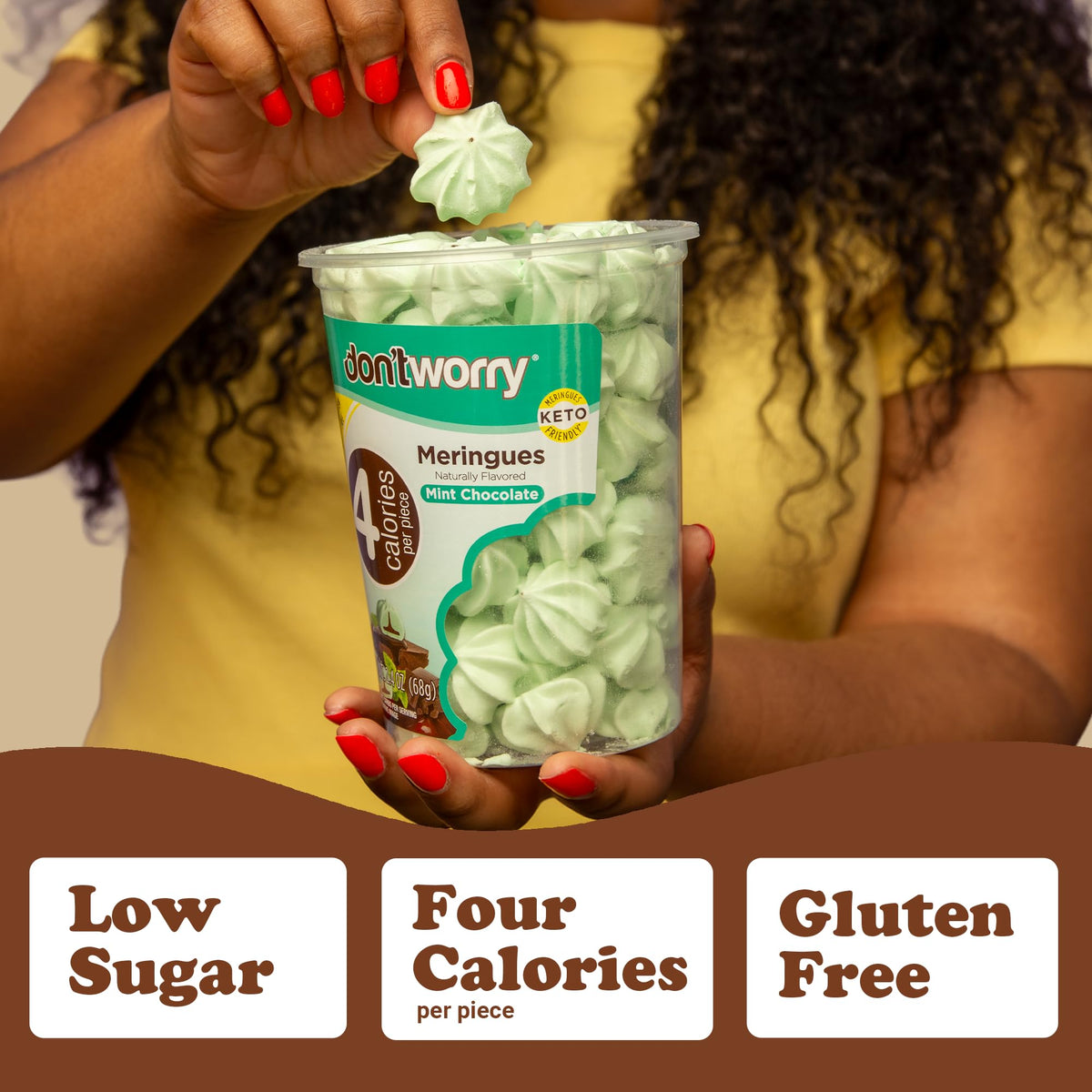 Don't Worry meringue mint chocolate cookies deliver refreshing, melt-in-your-mouth sweetness.