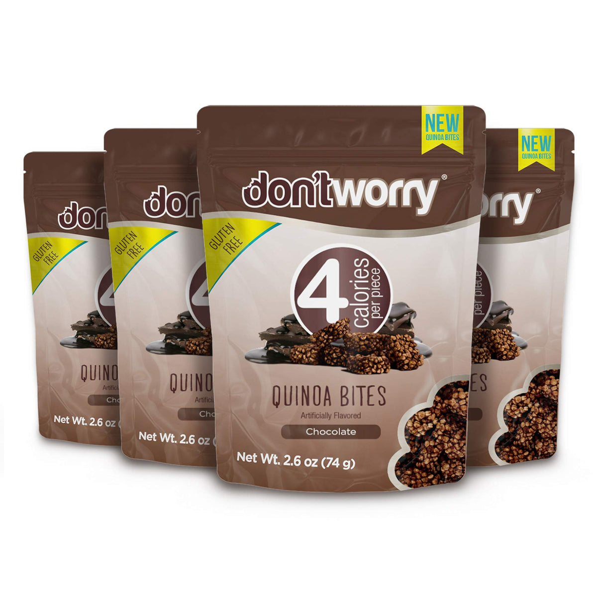 Don't Worry Quinoa Bites with chocolate coating look crispy and low-calorie.
