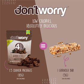 Don't Worry Quinoa Bites crisp texture for a light, satisfying snack
