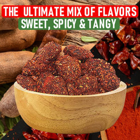 Don Turinos Mango Chamoy close up shows chewy pieces and color