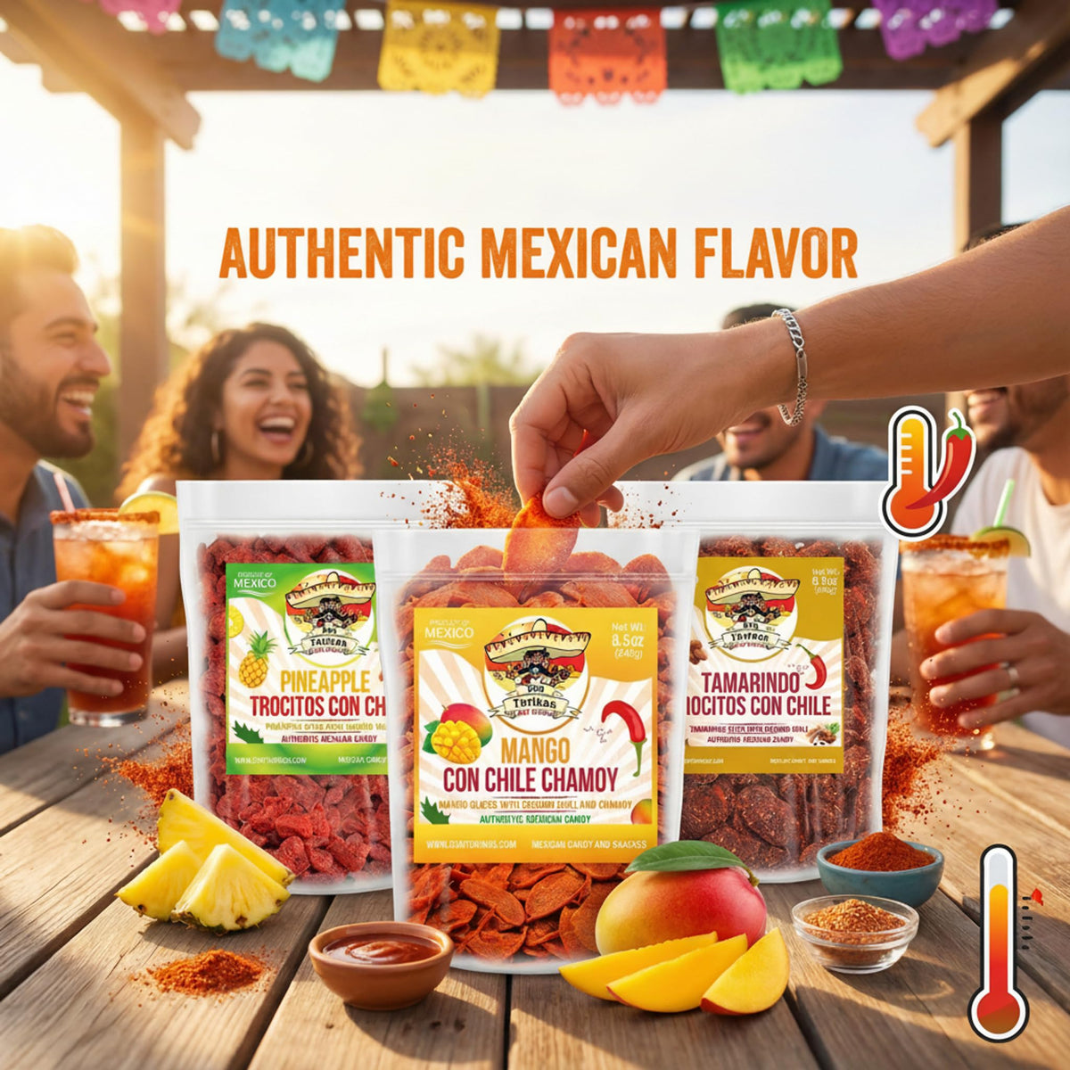 Don Turinos Tamarind Chili 8.5oz bag offers tangy fruit heat