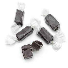 Donty-Tonty black licorice caramel shown as a dessert topping or ingredient.