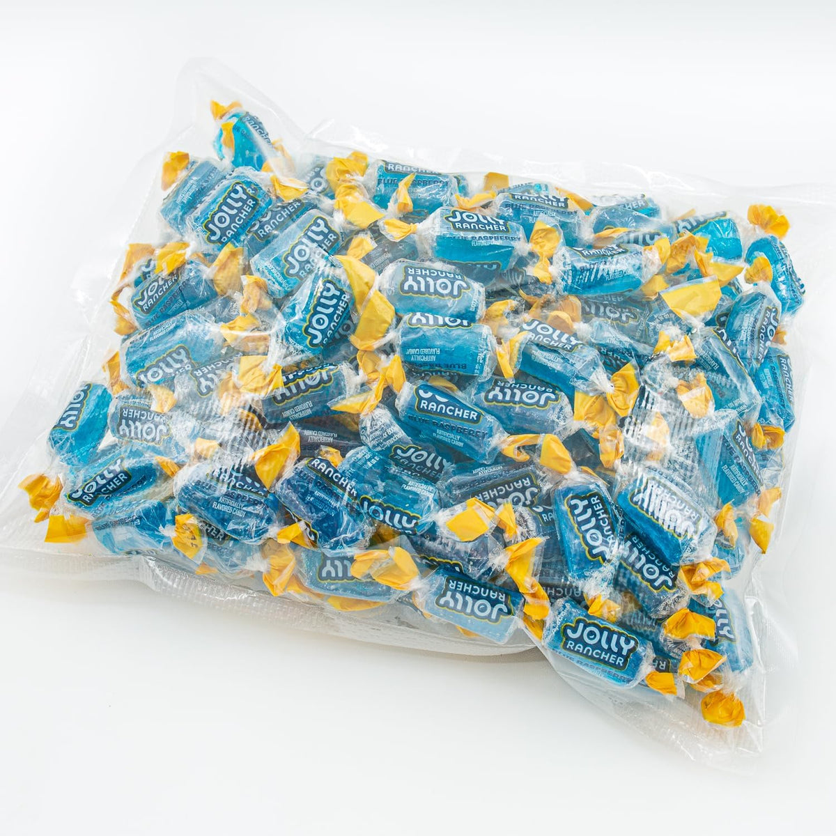 Donty-Tonty Blue Raspberry hard candy in a clear bag showing freshness