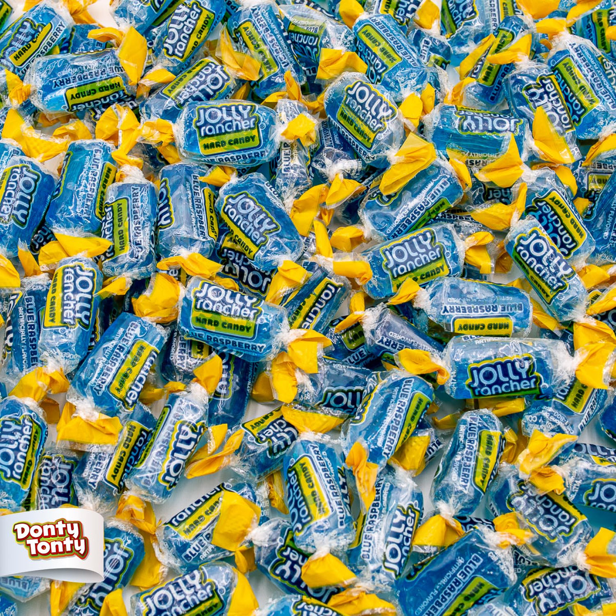Donty-Tonty Blue Raspberry hard candy display bag shows bulk value for gatherings.