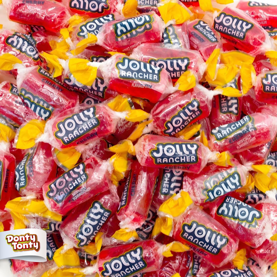 Donty-Tonty CHERRY hard candy bulk display bag on a counter, ideal for gatherings