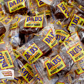 Donty-Tonty Dad's Root Beer Barrels bulk bag of hard candy, ideal for party snacking.