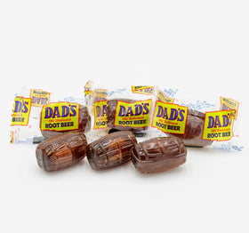 Donty-Tonty Dad's Root Beer Barrels original flavor with old-fashioned candy look.