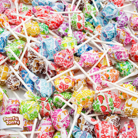Donty-Tonty DUM DUMS blue raspberry pops in clear bag, ready to share